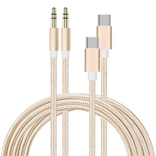 Cable USB C a 3.5mm Auxiliar Estéreo Tipo C para Auriculares de Coche Paquete de 2