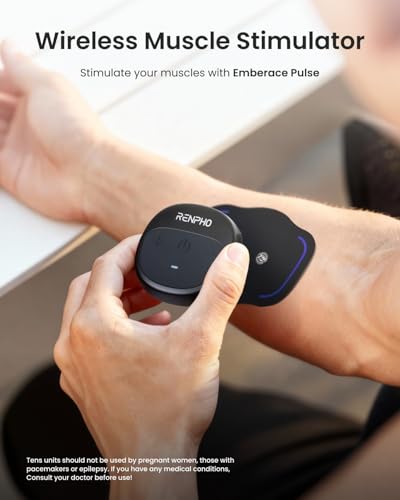 Image of RENPHO Wireless TENS Unit Muscle Stimulator, Portable EMS Muscle Stimulator Machine, Rechargeable TENS Machine Muscle Relaxer for Back, Waist, Shoulders, Legs, 4 Gel Electrode Pads
