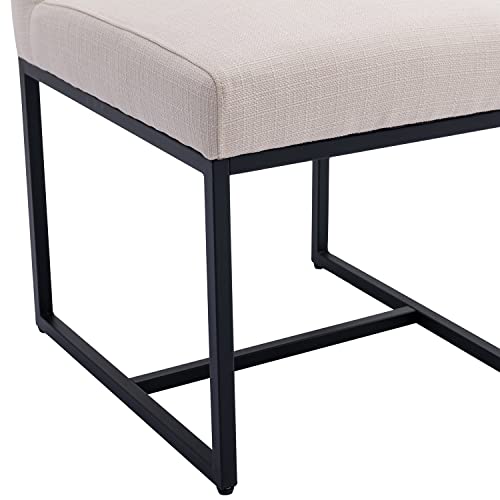 Rivova Contemporary Linen Upholstered Dining Chairs With Durable Metal Base Set Of 6, Comfort Side Chairs For Dining Room, Dining Room Chairs, Cream #TOP5