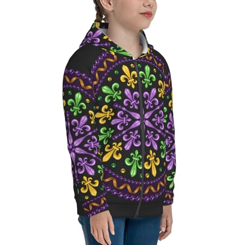 Mardi Gras5 Kid Hoodies Boys Zip Up Sweatshirts Girls Pullover with Pocket4