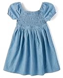 The Children's Place,Baby-Girls,and Toddler Short Sleeve Everyday Dresses,Cloudless Wash Smocked,18 Months,24 Months