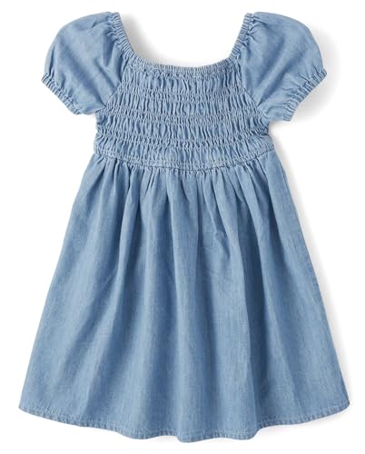The Children's Place,Baby-Girls,and Toddler Short Sleeve Everyday Dresses,Cloudless Wash Smocked,3 Years