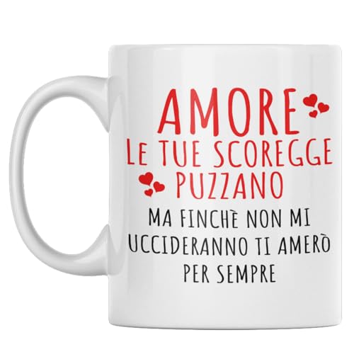 Vulfire Tazza Coppia Amore Regalo San Valentino Per Fidanzati - Idea Regalo Matrimonio, Fidanzati per Anniversario, Compleanno, Natale - Arredo Casa, Cucina (Ceramica - Bianco)
