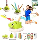 Megele 3 in 1 Dinosaur Rocket Launcher, Spinning Dinosaur Toy with Remote Control, Musical Jump and Toss, Indoor & Outdoor Sports Toys
