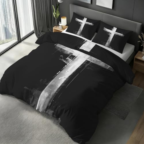 Parure de lit croix chrétienne en microfibre douce avec 2 taies 65x65 - 2