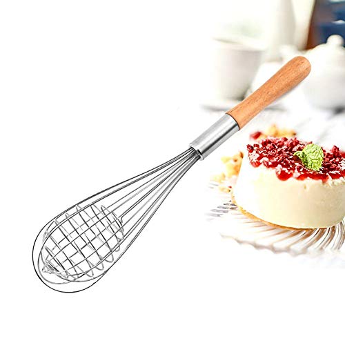 SDGDFXCHN Batidor de acero inoxidable con mango de madera, 31 cm Cover