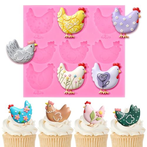JarThenaAMCS Chicken Fondant Molds Farmhouse Animal Silicone Baking Mould for Handmade DIY Candy Chocolate Cookie Party Decor Supplies