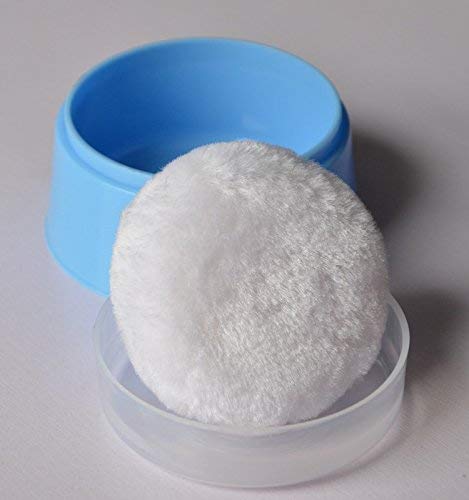 Image of Baybee Ultra Soft Baby Powder Puff with Storage Box for Newborns and Infants - Gentle, Mess-Free Powdering Solution for Babies Sensitive Skin | BPA-Free, Antibacterial Portable PowderPuff (Blue Small)