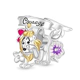 GNOCE Charm Perla The Wonderful Wizard of Oz León Cobarde Charm Plata de Ley 925 Charm Compatible con Todas las Grandes Marcas de Pulsera/Collar, Plata