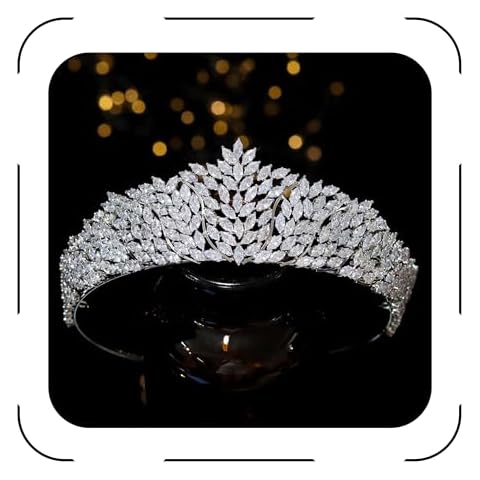 Jorsnovs Full Zircon Wedding Bridal Tiaras and Crowns Cubic Zirconia Pageant Hair Jewelry Headpieces for Quinceanera Dress (Silver) Cover