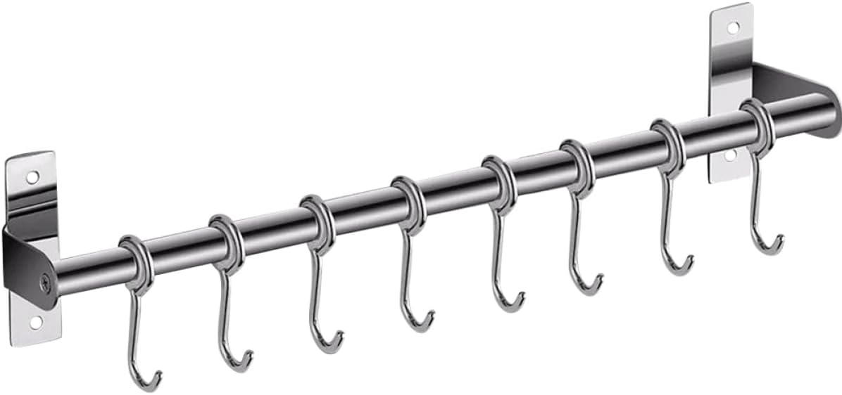 GLEAVI Cookware Hanger Stainless Steel Kitchen Hooks Wall Mount Pot Rack Adhesive Hooks Easy to Clean