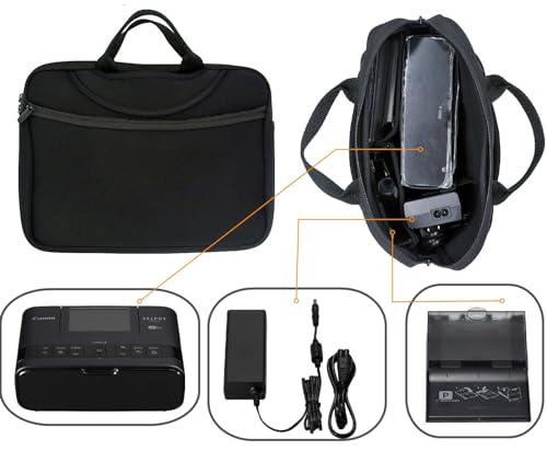 Kompakte Fotodrucker-Hülle, tragbare weiche Tasche, Reisetasche, kompatibel mit Canon Selphy CP1500/CP1300/CP1200 Kompaktfotodrucker und Zubehör