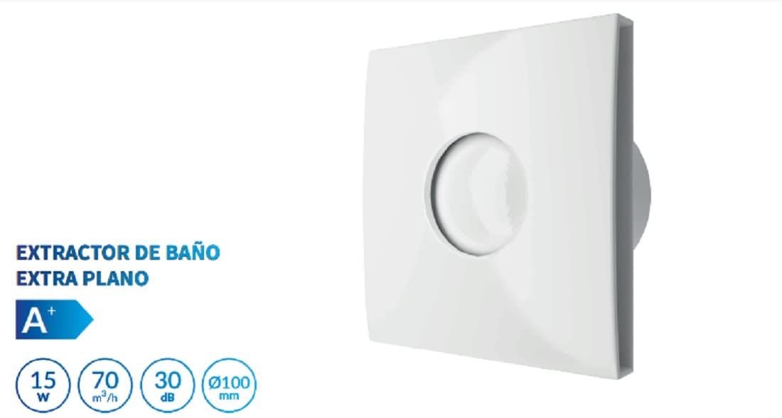 Ventilazione estrazione | Ventilatore estrattore da bagno 15 W aria | Ultra silenzioso (30 db) | Basso consumo (15 W) | valvola anti zanzariera integrata | 70 M3/H | Extra piatta | Stile moderno