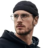 [Croogo] ツバなし フィッシャーマンキャップ メンズ ロールキャップ 洗った綿のキャップ サグキャップ 丸型 コットンキャップ 小顔効果 ワッチキャップ 春夏 無地 セーラー帽 個性 紳士帽子 ファション アウトドア (G-GD30-ブラック)