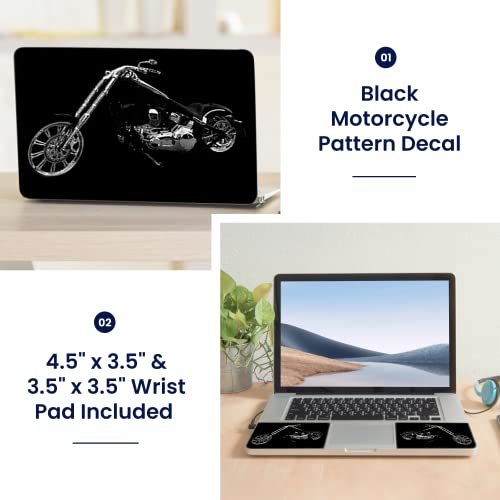 Image of LSS 15 15.6 Inches Laptop Notebook Skin Sticker with 2 Wrist Pads - Reusable Cover Protector Vinyl Sticker Cover Decal Fits 13 inch - 16 inch HP Asus Acer Samsung - Black Motorcycle