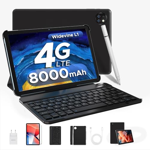 DOOGEE T10W Android Tablet 10 Zoll, Tablet mit Tastatur und Stift, Maus und Hülle, 9GB RAM +128GB ROM (1TB TF), 8000mAh, Tablets LTE, 4G Dual SIM/OTG/GPS/Widevine L1