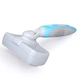 GEEPET Self Cleaning Slicker Brush for Dogs and Cats - Easy to Clean Pet Grooming Brush Removes Mats and Loose Hair with Minimal Effort and Comfort - Suitable for Long or Short Hair (Small-Medium)