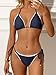 ANRABESS Women's Triangle Bikini Sets Sexy Halter String Two Piece Swimsuits Tie Lace Trim Bathing Suit Trendy Beach Swimwear Navy Blue Small