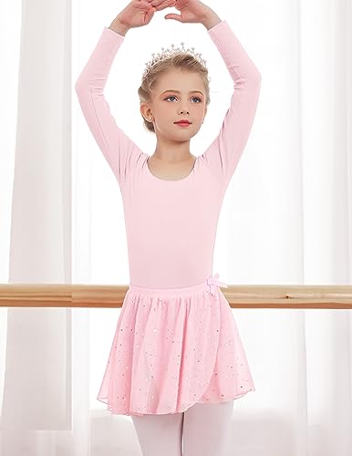 Zaclotre Girls Ballet Skirt Sparkly Chiffon Pull On Dance Skirts For Toddler/Kids Dancewear 2 Pack #TOP2