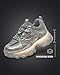 Women's Trendy Fashion Athleisure Lightweight Breathable Mesh Faux Leather Chunky Platform Sneakers, Lace-up Thick Sole for Comfortable Everyday Walking & Elevated Style All Season (Gray,6.5)