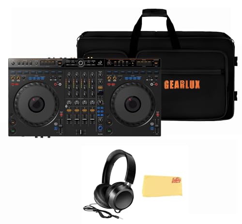 AlphaTheta DDJ-GRV6 4-Channel Performance DJ Controller Bundle with Case, Headphones, and Austin Bazaar Polishing Cloth