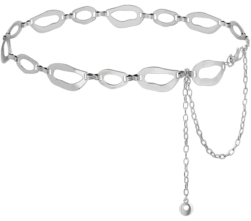 Suyi Waist Chain for Women Ladies Chunky Chain Belt for Dresses 105CM Silver 2