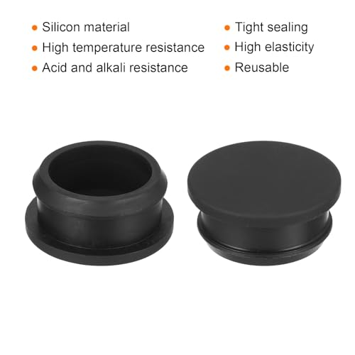 Image of MECCANIXITY Silicone Snap in Locking Hole Plugs,Rubber Panel Seal Cover Flush Type Panel Round for Kitchen Rubber Bulkheads Waterproof Sealing Plugs 28mm /1.1 Inch Diameter Black,Pack of 4