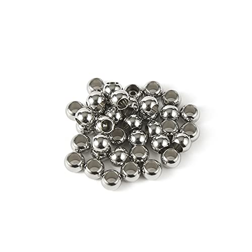 Loprome 60 Pcs 304 Stainless Steel Smooth Round Spacer Beads 4.5mm Hole,Seamless Loose Beads for DIY Bracelet Jewelry Making Findings 8mm