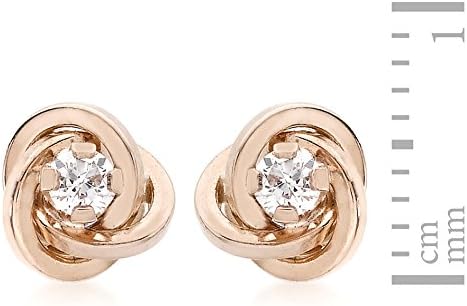 CARISSIMA Women's 18 ct Rose Gold 2.7 mm Cubic Zirconia and 6.5 mm Knot Stud Earrings - Image 5
