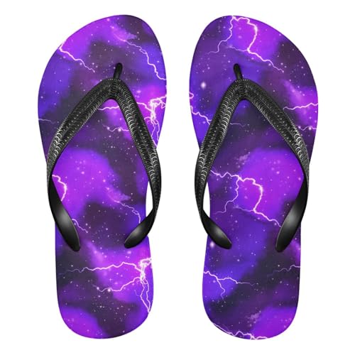 Lightning Star Cloud Purple Flip Flops for Beach Thong Sandals Anti-slip Lightweight Flat Slippers for Summer Travel Swim