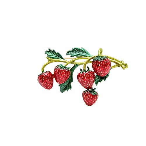 Broche fraise en émail pour rompre la monotonie d'une tenue d'été