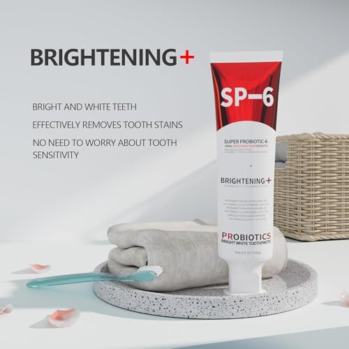 Image of SP-6 Probiotic Whitening Toothpaste - Enhanced Formula with 6 Probiotics for Teeth Whitening and Gum Health - Enamel-Safe, Fluoride-Free, Fresh Mint Flavor, 4.9Oz (1)