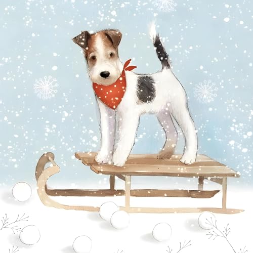 Charity Christmas Cards Pack of 10 - Marie Curie, Alzheimer's Society, Multiple Sclerosis Trust, Parkinson's UK, Shelter, Oxfam - Terrier Dog Design - Made in the UK - Eco-Friendly