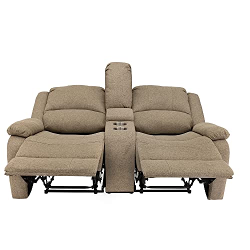 Recpro Charles Collection | 67" Double Recliner Rv Sofa | Rv Zero Wall Loveseat | Wall Hugger Recliner | Rv Theater Seating | Rv Furniture | Rv Living Room (Slideout) Furniture | Cloth (Oatmeal) #TOP6