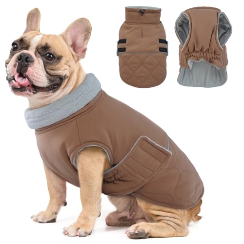 Hjumarayan Hundemantel, Wattierend Winterjacke Geschirröffnung, Warme Wintermantel Gefüttert Kleidung Mantel für Corgi, Cocker Spaniel (Braun L)