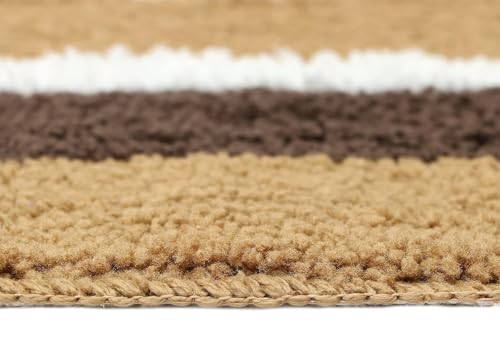 Image of THE HOME TALK Modern Polyester Area Rugs| Carpets for Living Room, Kitchen, Kid's Room, Bedroom| Microfiber Polyester Rugs| Shaggy Floor Carpet| Anti Skid Store(Black & Beige, 50 x 150 cm)