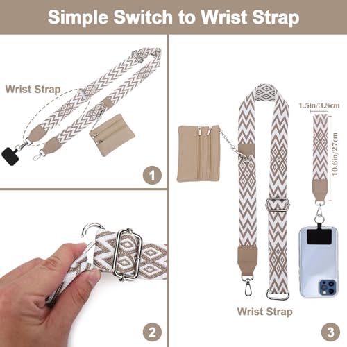 Image of XANGNIER Clip and Go Strap for Phone with Wallet Crossbody, Phone Strap with Zippered Wallet, Adjustable Anti Theft Cellphone Lanyard for Women, Cellphone Chain Accessories,Multicolor 21