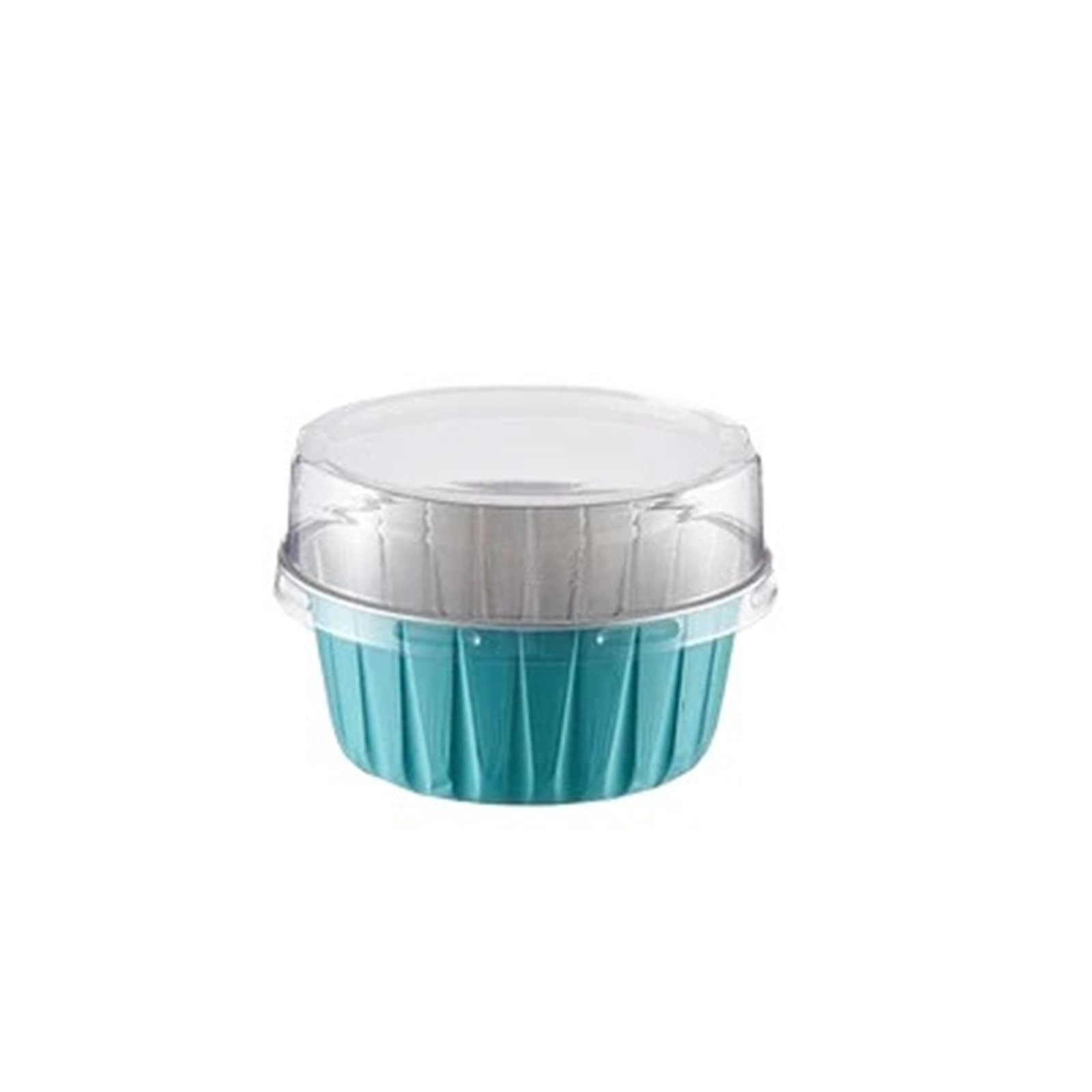 100 moldes de Aluminio de 125 ml for Hornear Pasteles, pudines, mousses, postres, Magdalenas, Pasteles, Magdalenas, con Tapa.(Blue)