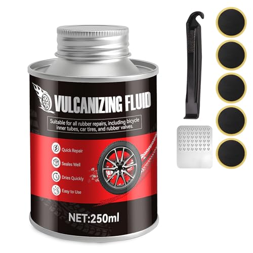 Colle Vulcanisante Pneu, Colle Pneu Voiture, Rustine Velo, Scelle Rapidement les Pneus, avec Une Tête de Brosse, Colle Vulcanisante Adaptée Aux Pneus de Voiture, Moto...