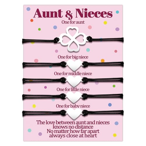 Lot de 2 bracelets assortis pour tante et nièce en cordon ajustable pour femme