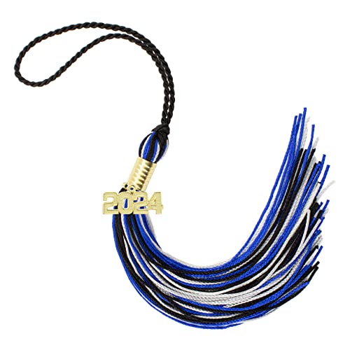 Tassel Depot 2024 Black/Royal/Gray Graduation Tassel - Every School Color Available - Made in USA