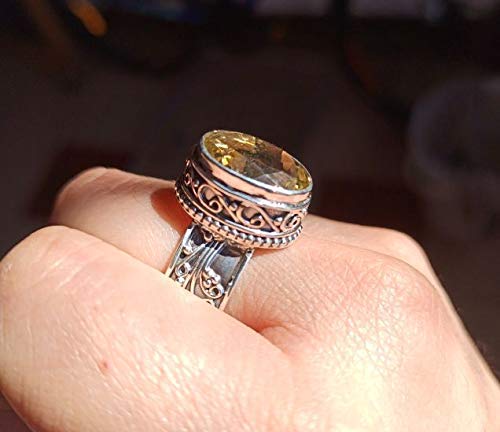 Navya Craft Natural Citrine Oval 925 Solid Sterling Silver Handmade Statement Women Ring, Boho Ring, Yellow Gemstone November Birthstone Jewelry Sizes 4 To 13 Us For Christmas Anniversary Birthday #TOP7