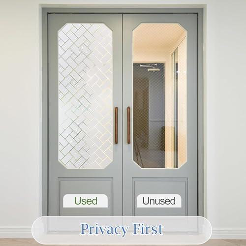 Image of Coavas Frosted Window Privacy Film Static Cling Non-Adhesive for Glass Windows, Heat Control UV Blocking Sun Blocking Anti Glare, Day and Night Bathroom Home Office Cover, 35.4 inchx118 inch