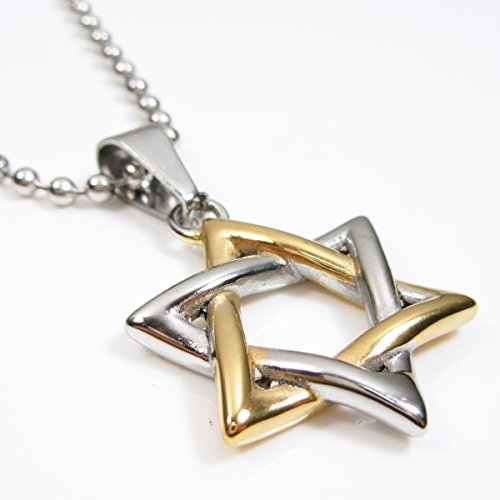 Stainless Steel Jewish Star of David Pendant Necklace Silver Gold Tone3