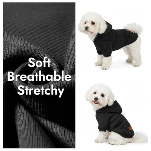 Image of 2 Pack Dog Hoodie Warm Hood Dog Sweater Cold Weather Small Dogs Sweatshirt Comfort Pet Clothes for Small Medium Dogs with Pockets Cats Chihuahua Clothes for Male Female Girl Boy Sporty Daily Wear