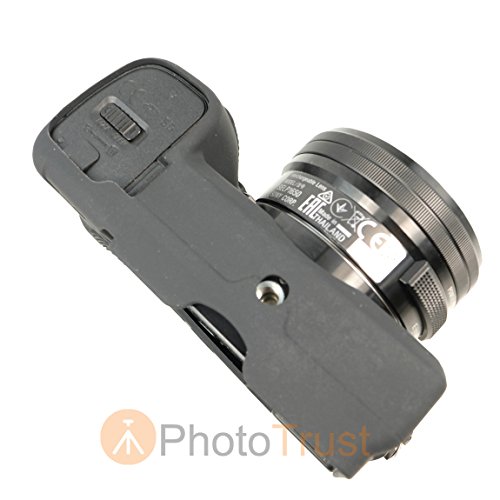 Phototrust Black Silicone Case Soft Protective Skin Compatible With Sony Alpha A6300 A6000 Fits All Lens #TOP7