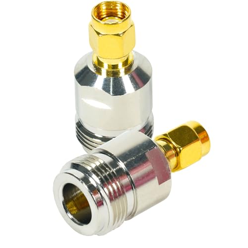 Fohevers 2 Pcs N Type Female Jack to RP-SMA Male Plug Adapter for RF WiFi Antenna Extension Cable Telecom