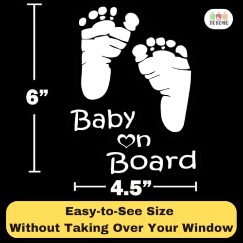 Image of TOTOMO Baby on Board Sticker for Car - Window Decal, Bumper Sign for New Parents, Durable Waterproof Safety Warning Sign for SUV Truck Minivan - Footprint, 2 Pack