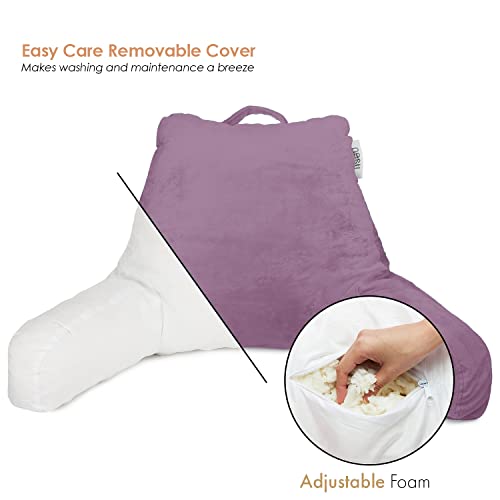Image of Nestl Reading Pillow for Kids & Teens with Shredded Memory Foam, Backrest Pillows for Reading, Watching, and Gaming, Use on The Couch, Bed, or Floor, Adjustable Support, Washable Cover Lavender Dream