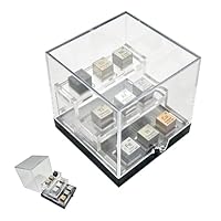 10mm Element Würfel Set 9pcs mit 3-Tier Acryl Display Stand 0,39 Zoll Periodisches Element Würfel Sammlung Geschenk für Studenten Lehrer Wissenschaft Liebhaber Schreibtisch Dekor Fall 68x68x68mm